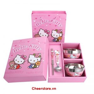 Bộ 2 bát inox + đũa thìa Hello Kitty-0