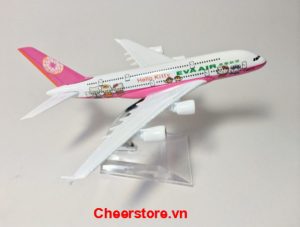 Mô hình máy bay A380 Eva Air - Hello Kitty Pink 16cm-0